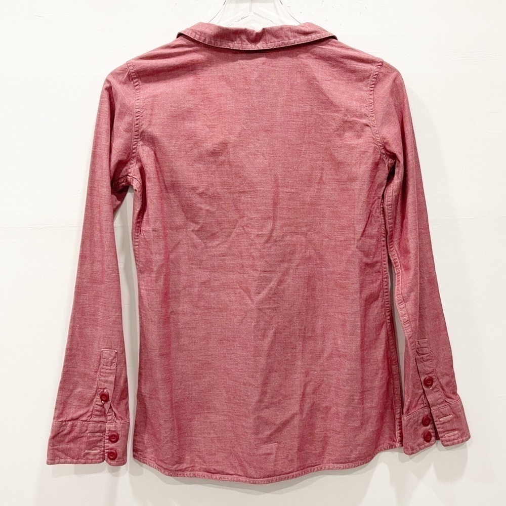 Patagonia Women’s Long Sleeve Chambray Shirt Button Down Size 2 Red - Picture 2 of 8